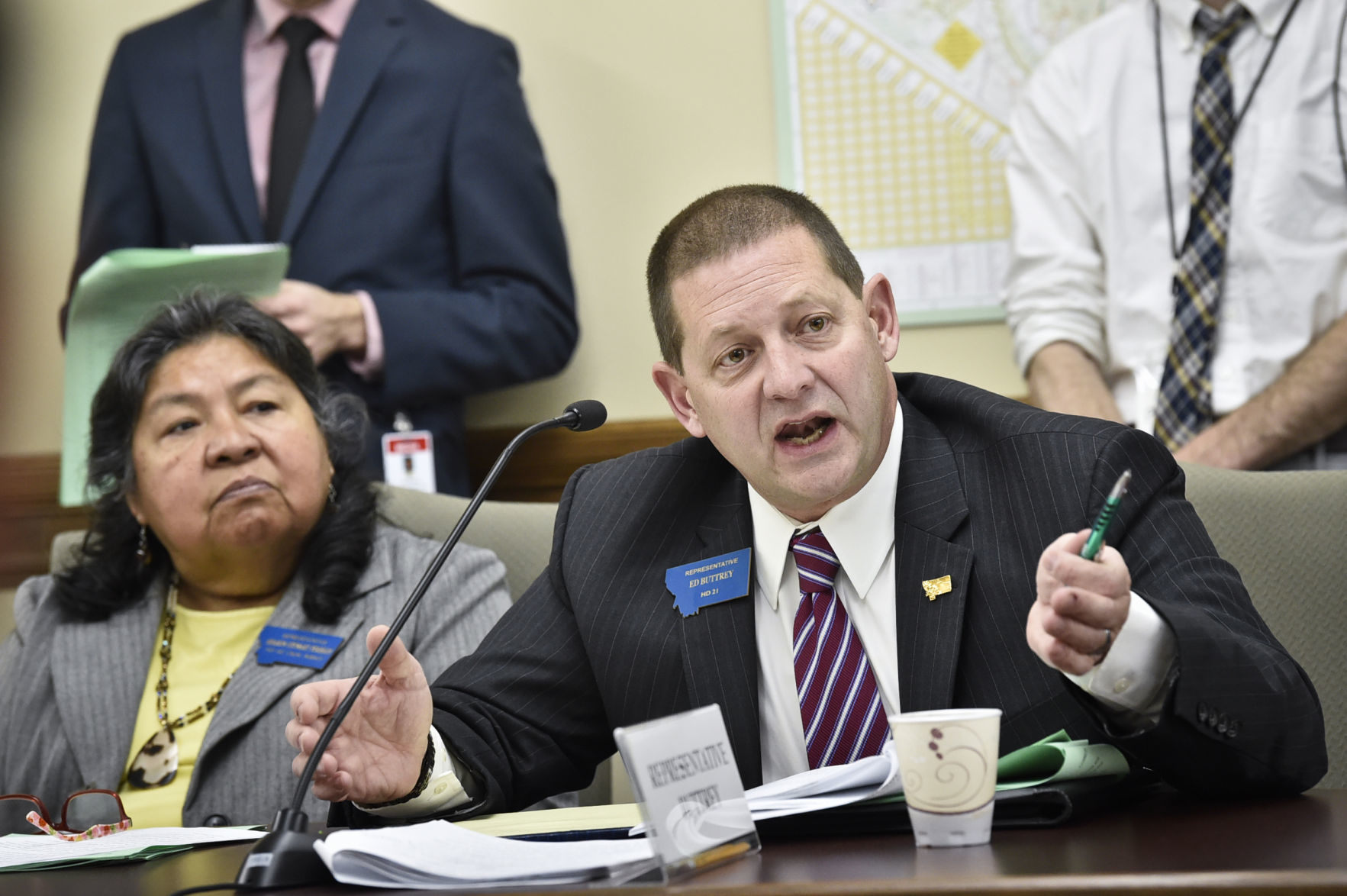 Rep. Ed Buttrey (R-Great Falls) talks during a House Rules Committee meeting Jan. 8, 2019.